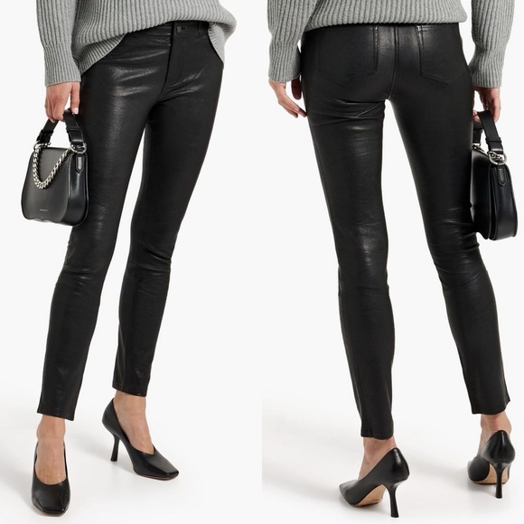NWT PAIGE Black Verdugo Leather Skinny Pants